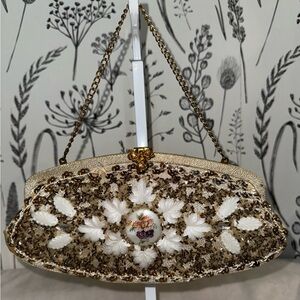 Elegant Vintage Gold Floral Caron of Houston Women's Clutch